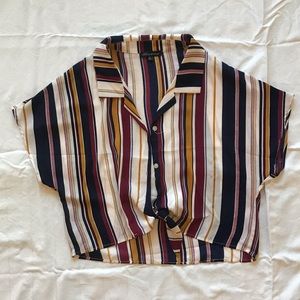 Cropped Tie Front Button-Up
